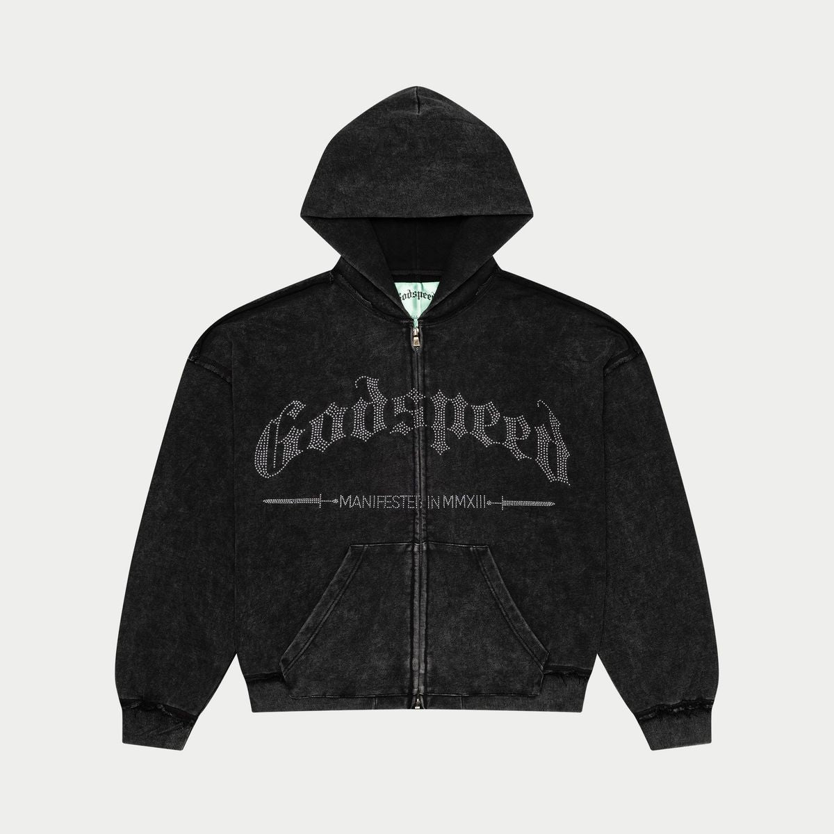 Godspeed Studded OG Logo Hoodie (Black Wash)