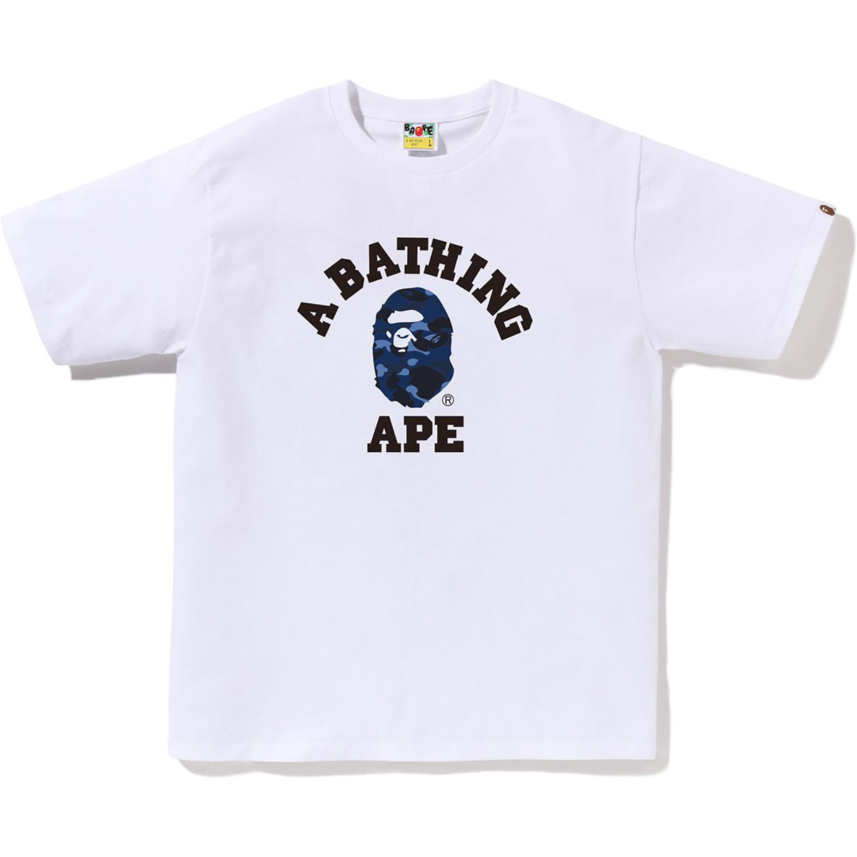 BAPE White Color Camo College T-shirt Navy White