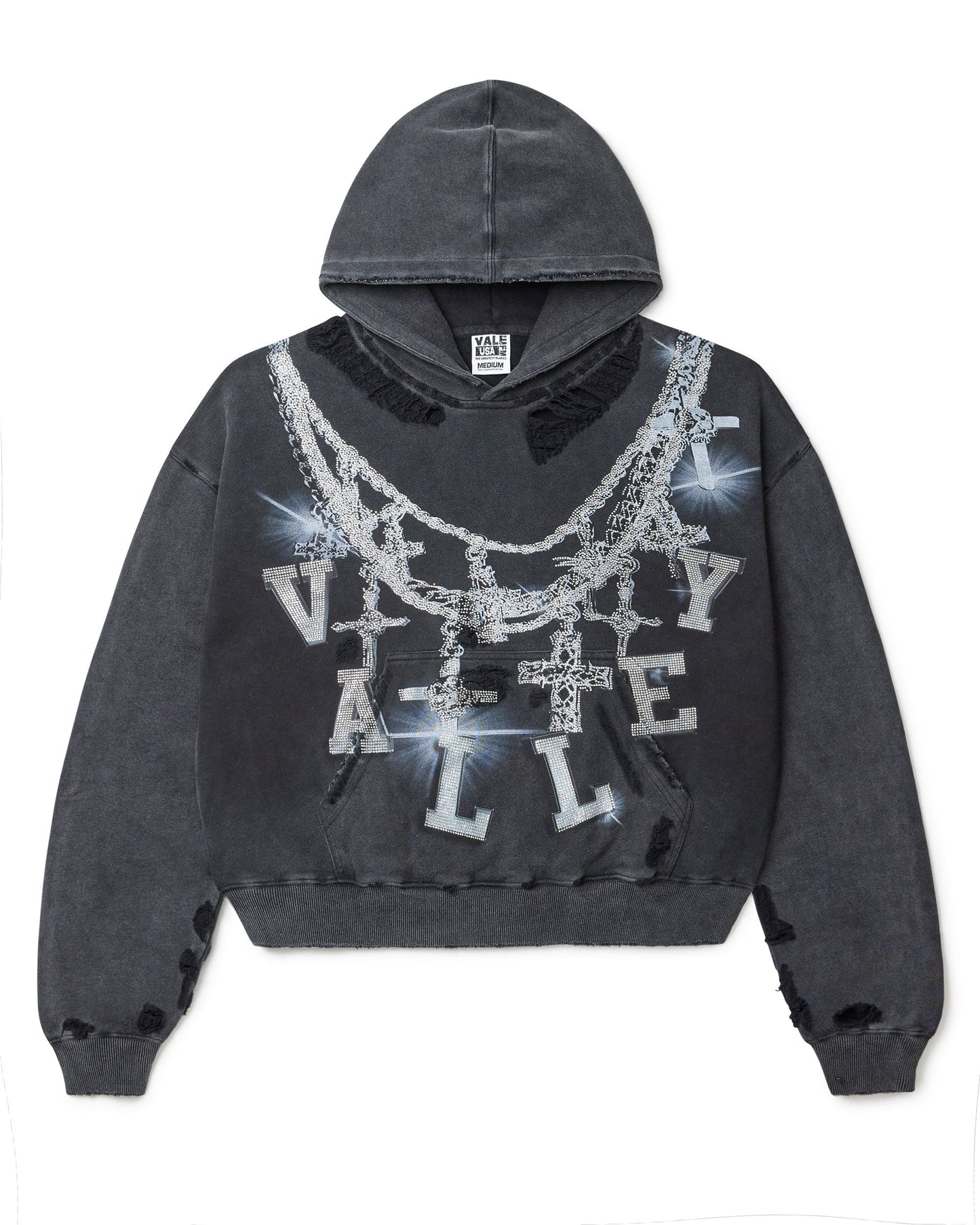 VALE Big Chain Distressed Hoodie Black