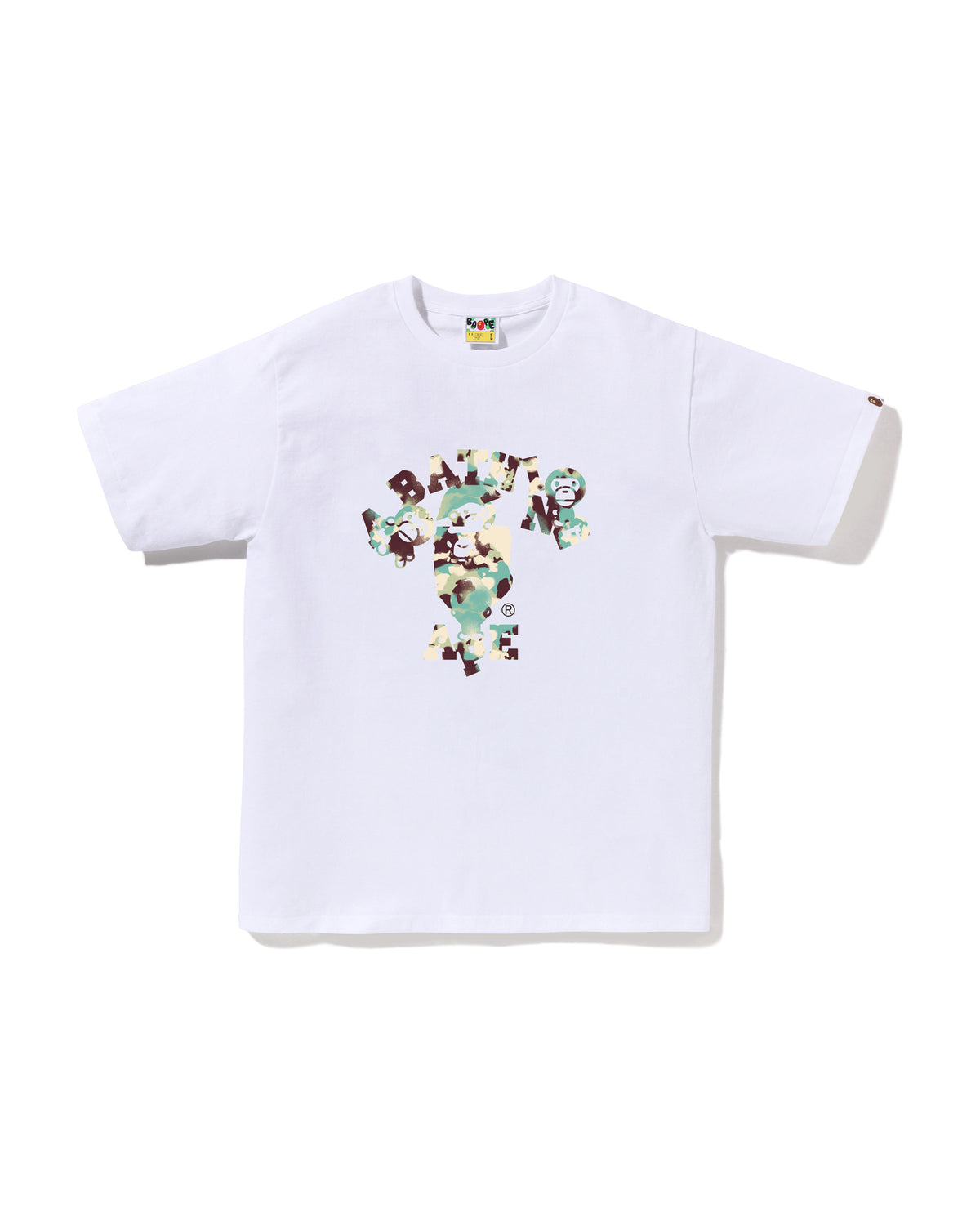 BAPE White Map Camo College Milo T-shirt