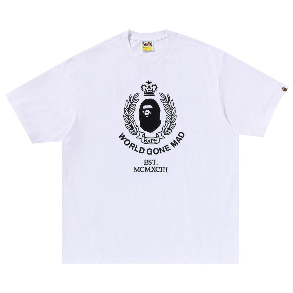 BAPE Crest College Logo Relaxed Fit Tee 'White'