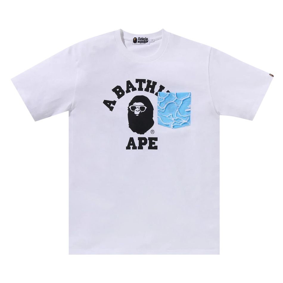 BAPE ABC Sea Surface Camo Pocket College Tee 'White'