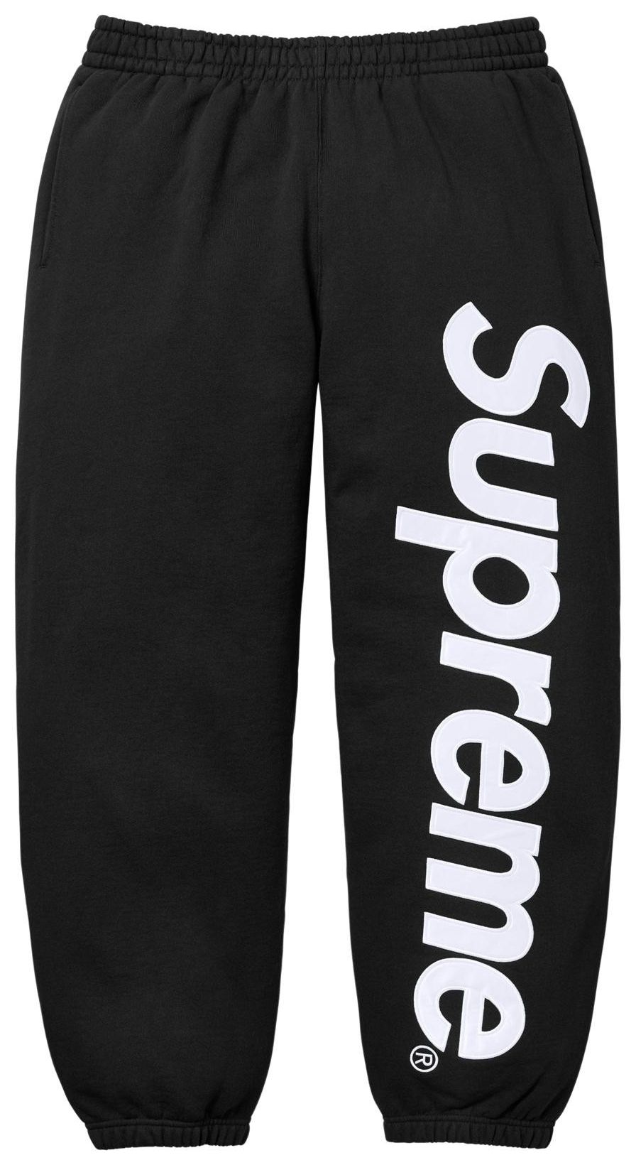 Supreme Satin Appliqué Sweatpants (FW25) Black