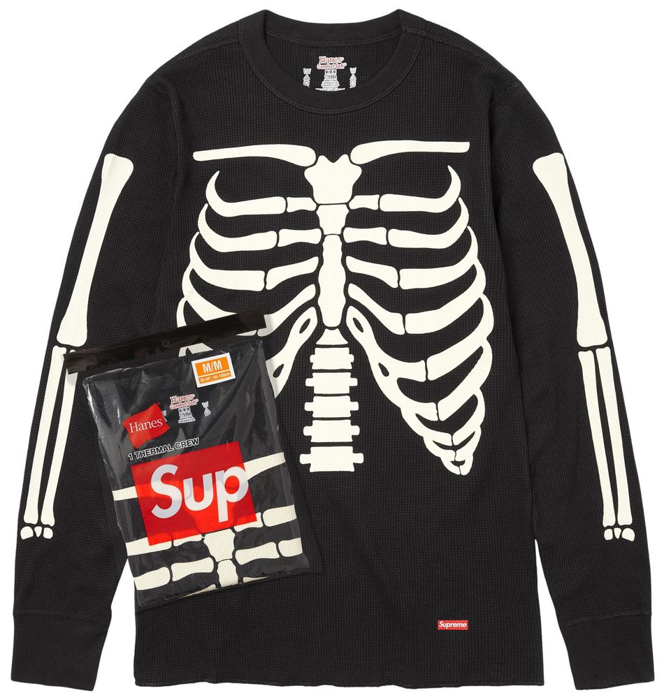 Supreme x Hanes Bones Thermal Crew (1 Pack) 'Black'
