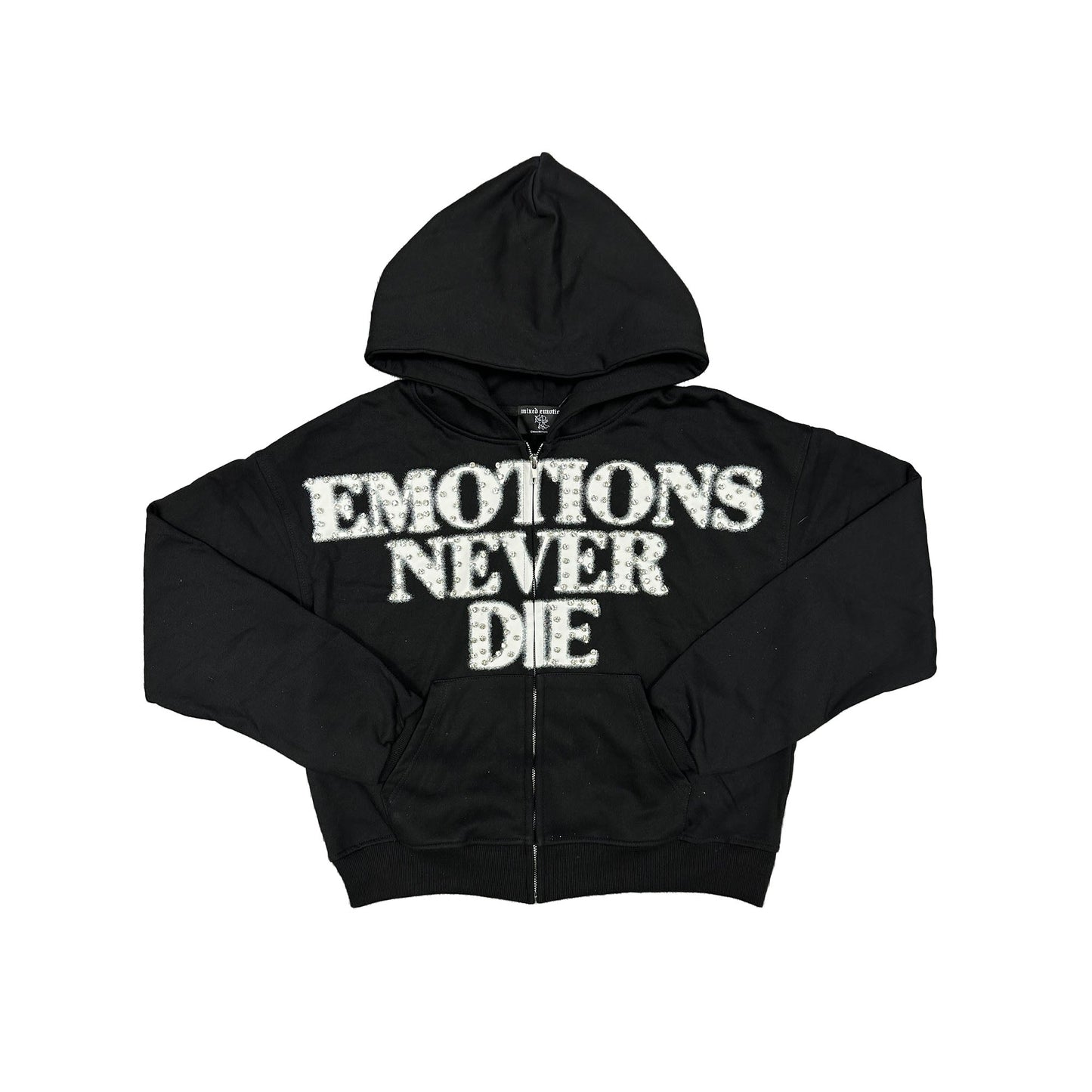 Mixed Emotion Black End Rhinestone Hoodie