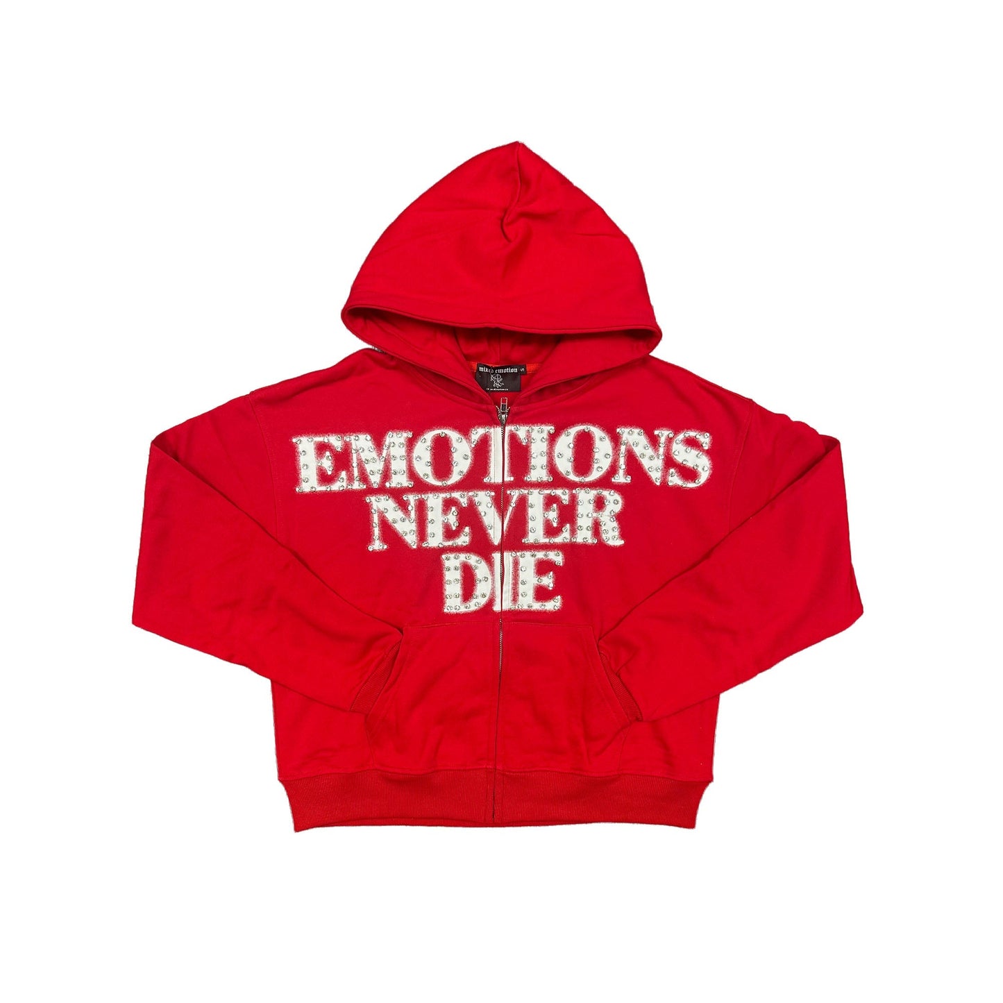 Mixed Emotion Red End Rhinestone Hoodie
