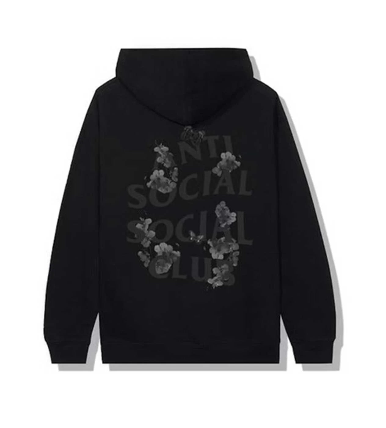 Anti Social Social Club Black Flowers Hoodie Black