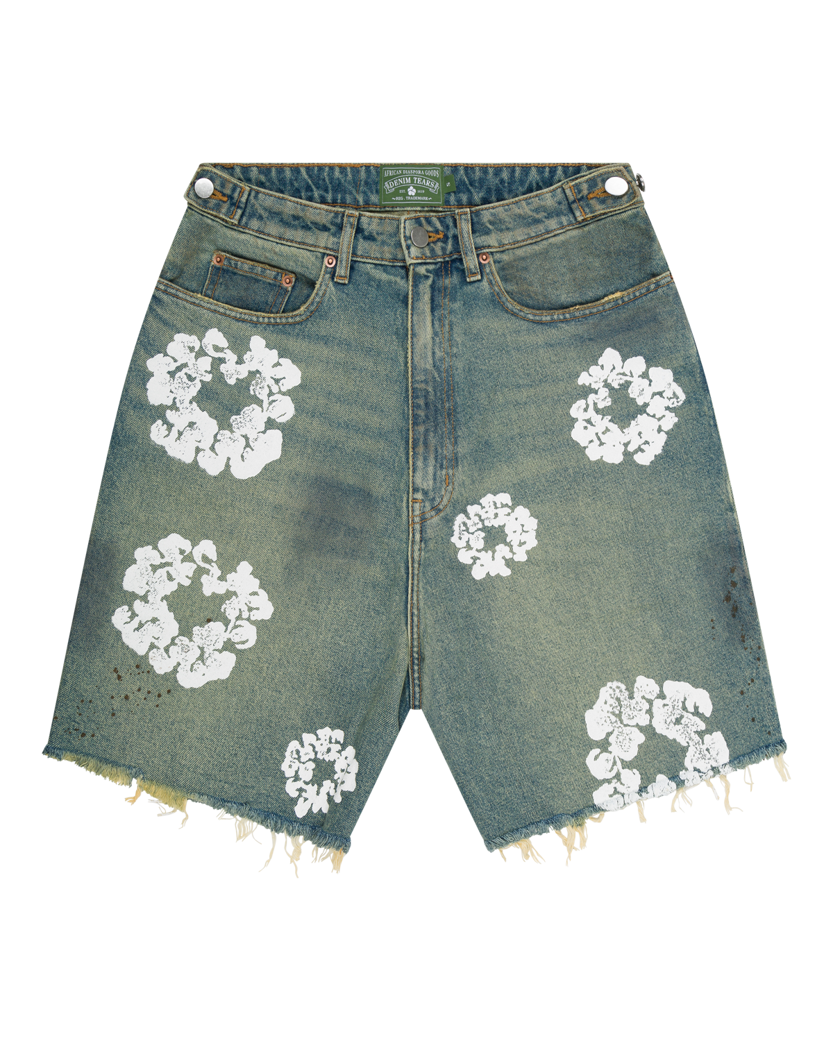 Dirty Wash Wreath Short Light Wash 'Denim tear'