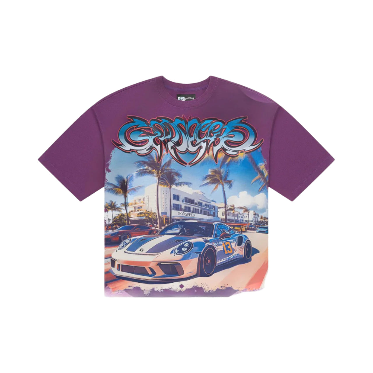 Godspeed Porsche Car Meet Miami Tee Purple