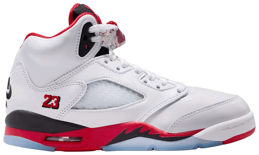 USED Jordan 5 Retro Fire Red Black Tongue (2025) (GS)(NO BOX)