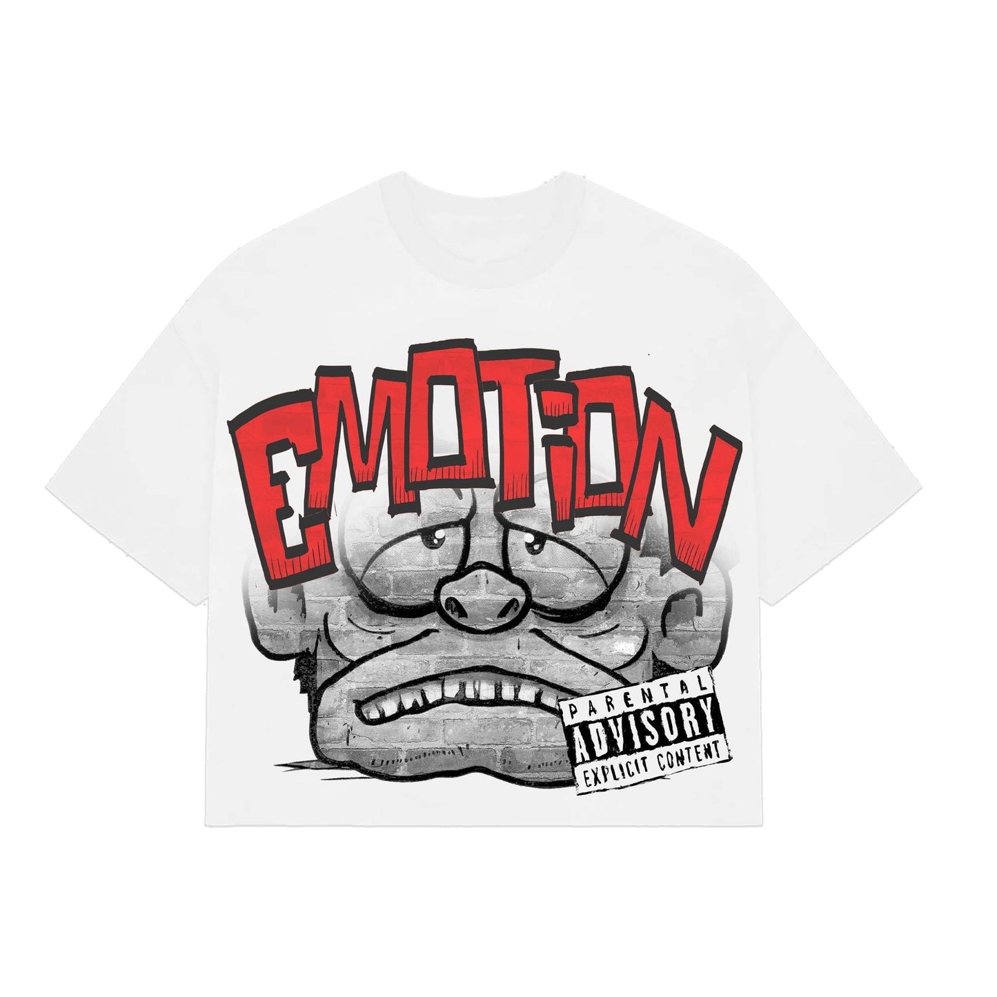 Mixed Emotion Grey Red Monster Tee White