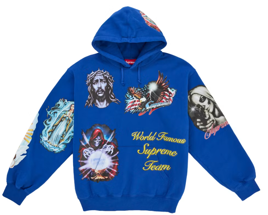 Supreme Stickers Hooded Sweatshirt Royal