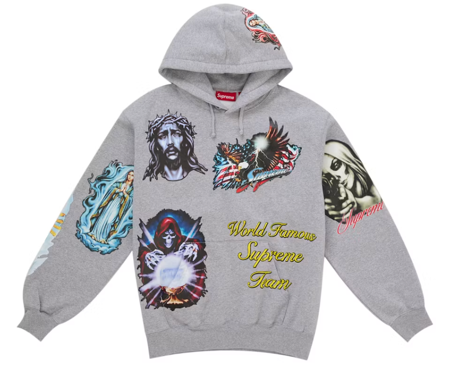 Supreme Stickers Hooded Sweatshirt Grey