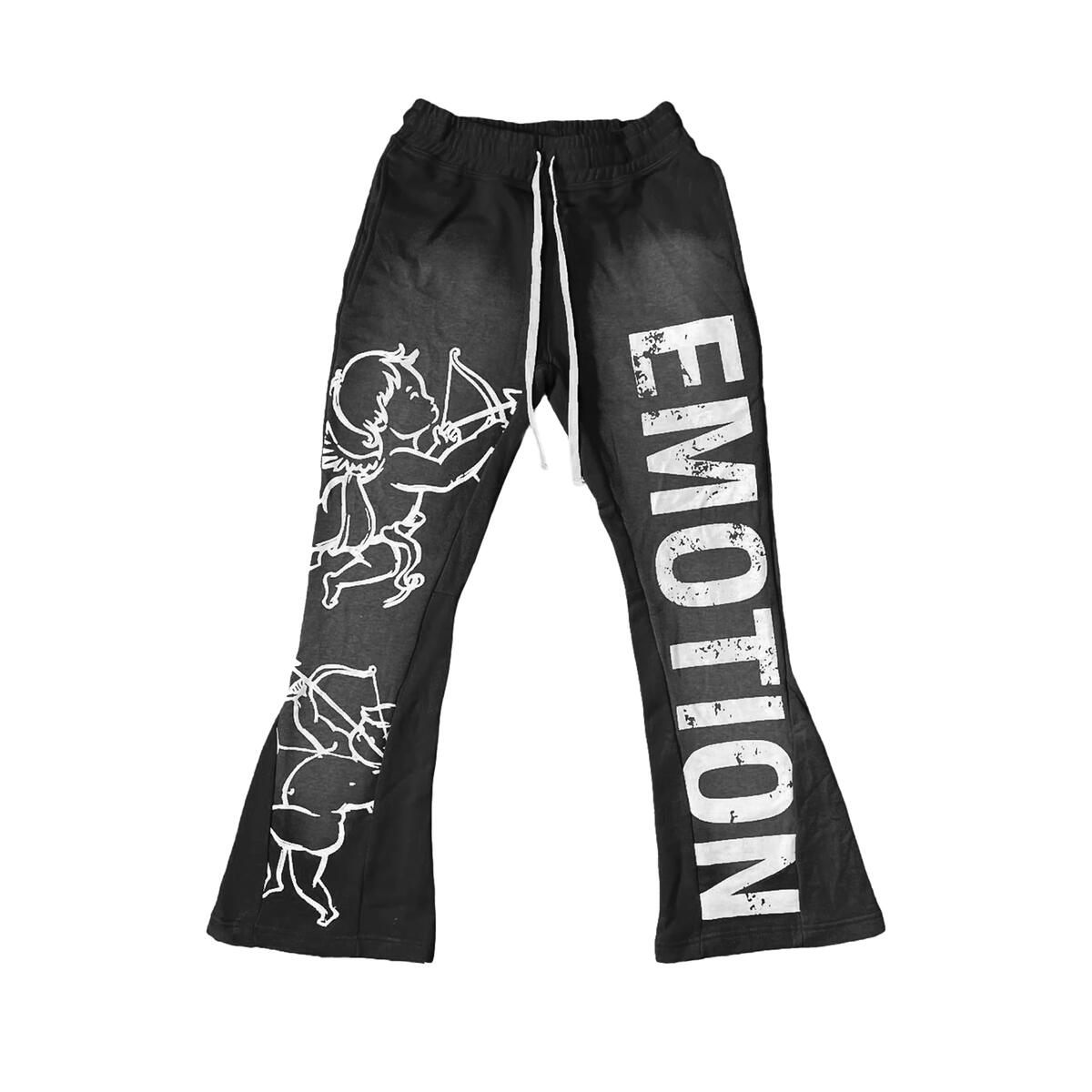 Mixed Emotion Cupid Flare Sweatpants Black