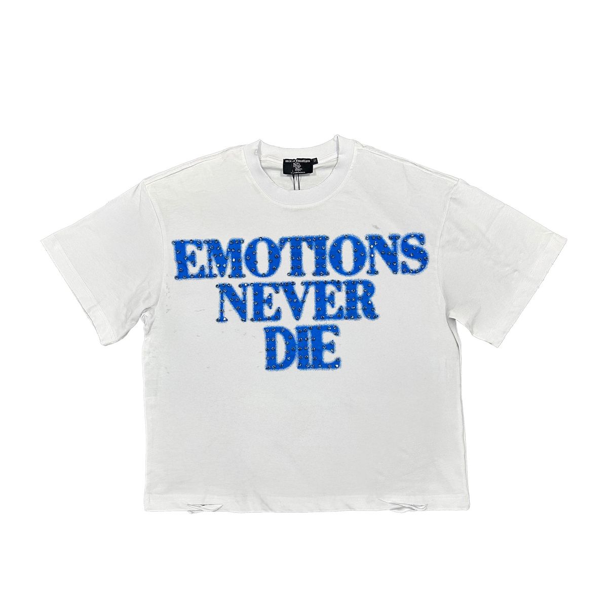 Mixed Emotion Blue Emotions Never Die Tee White