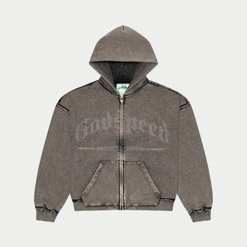 Godspeed Studded Og Logo Hoodie (Grey Wash)