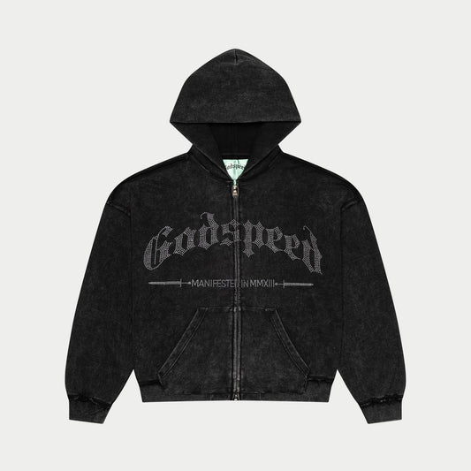 Godspeed Studded OG Logo Hoodie (Black Wash)