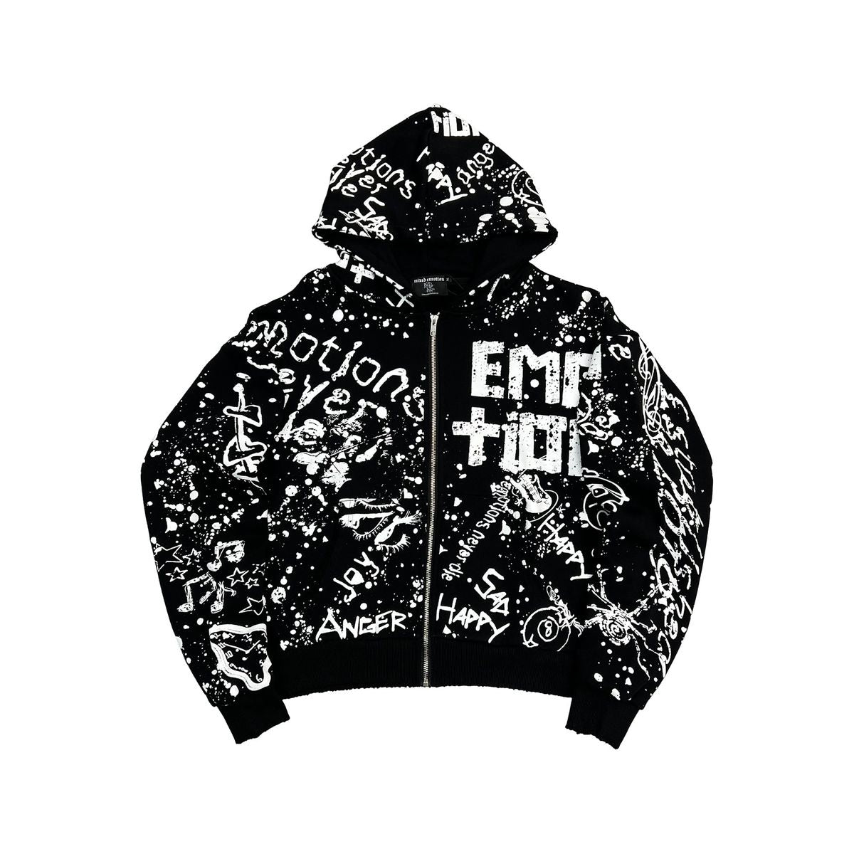 Mixed Emotion Black Graffiti Hoodie