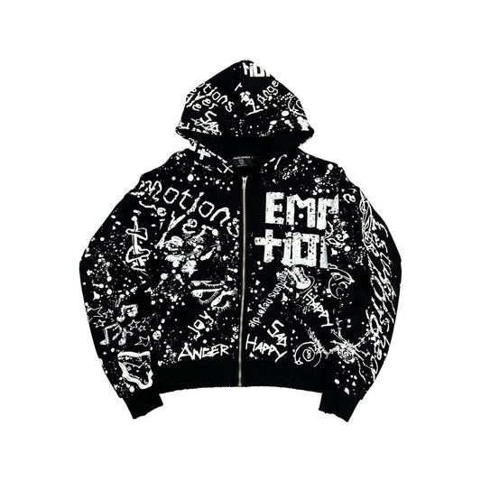 Mixed Emotion Black Graffiti Hoodie