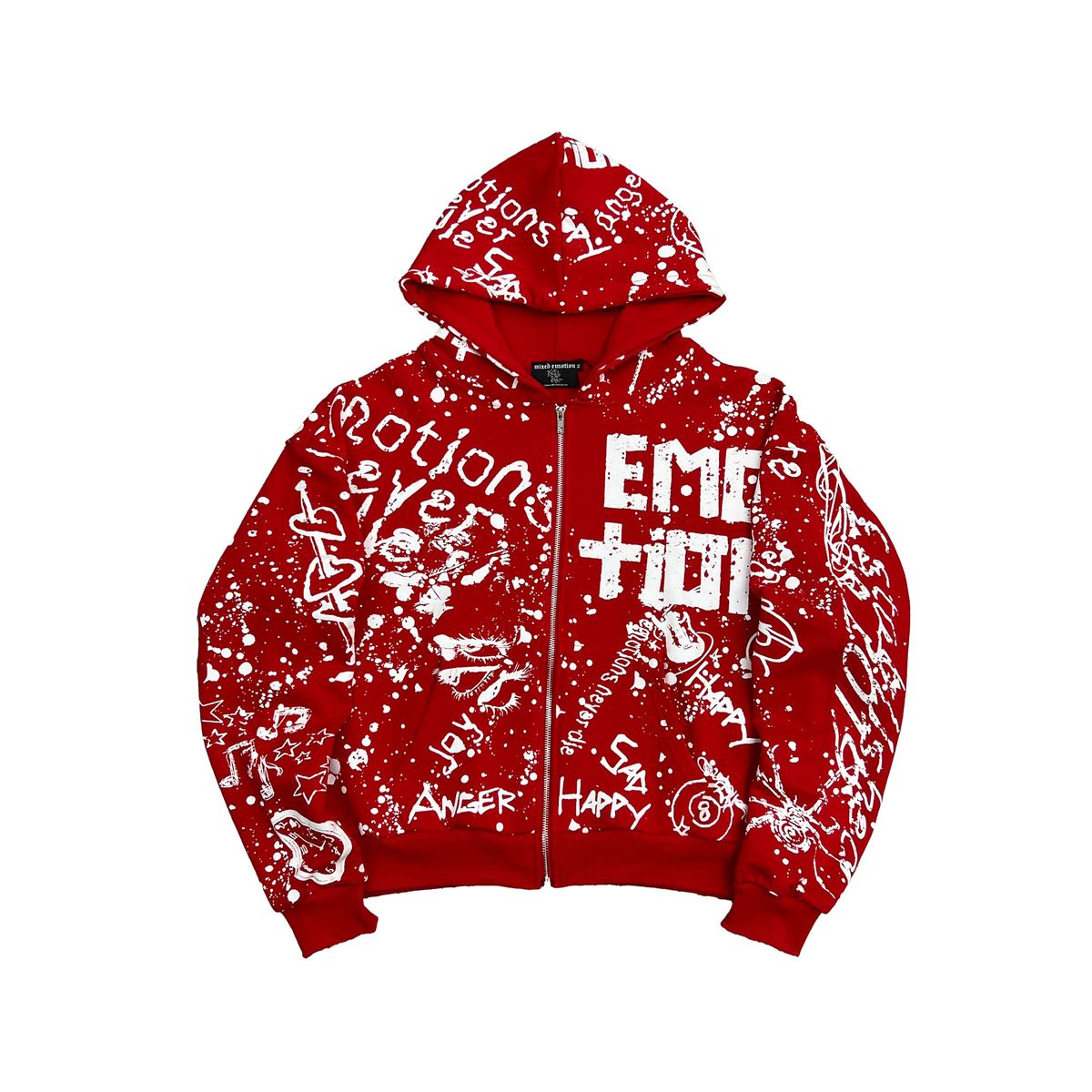 Mixed Emotion Red Graffiti Hoodie