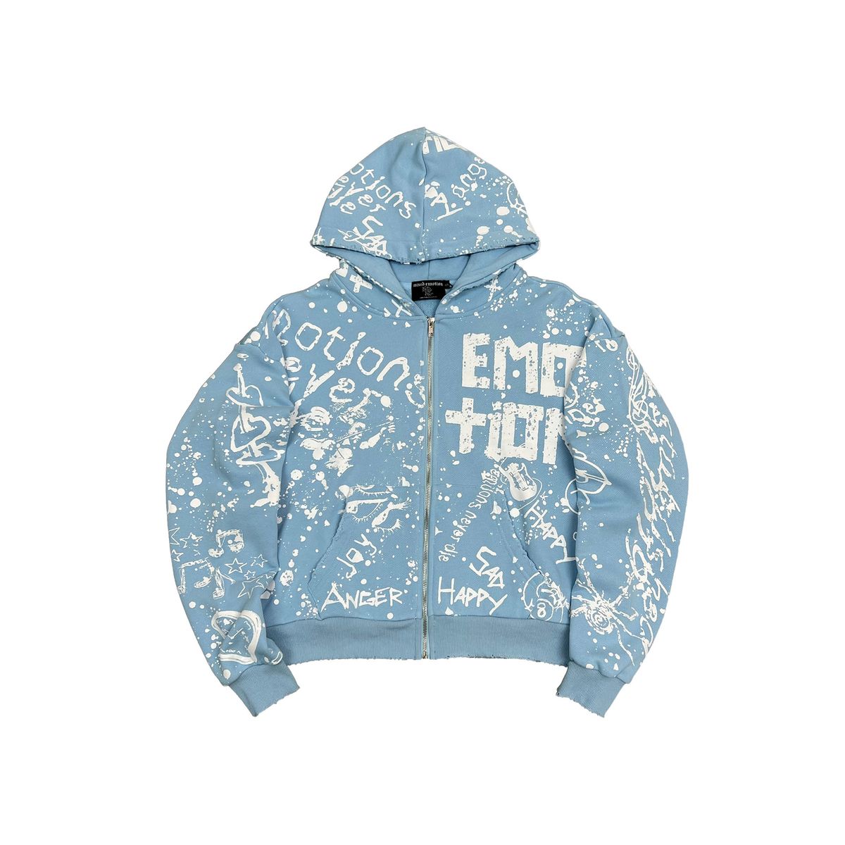 Mixed Emotion Blue Graffiti Hoodie