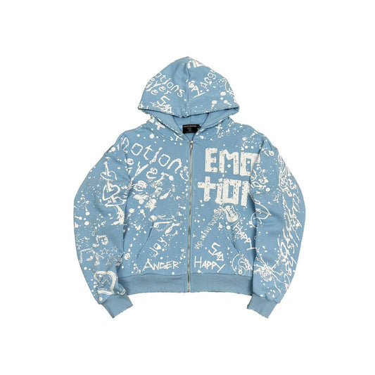Mixed Emotion Blue Graffiti Hoodie