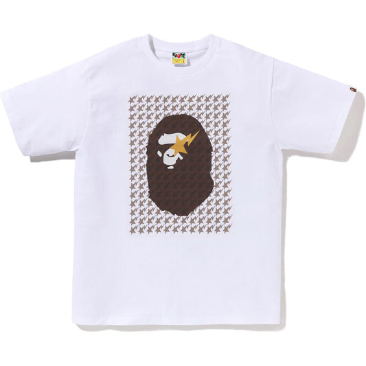 A BATHING APE MEN T-SHIRT STA HOUNDSTOOTH APE HEAD TEE