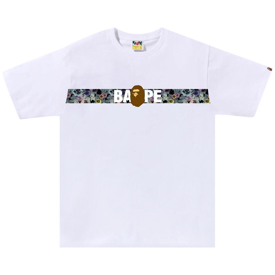BAPE White Floral Camo Tape T-shirt