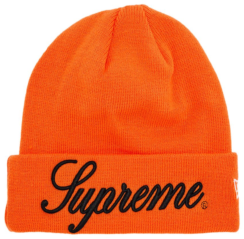 Supreme New Era Script Beanie Orange