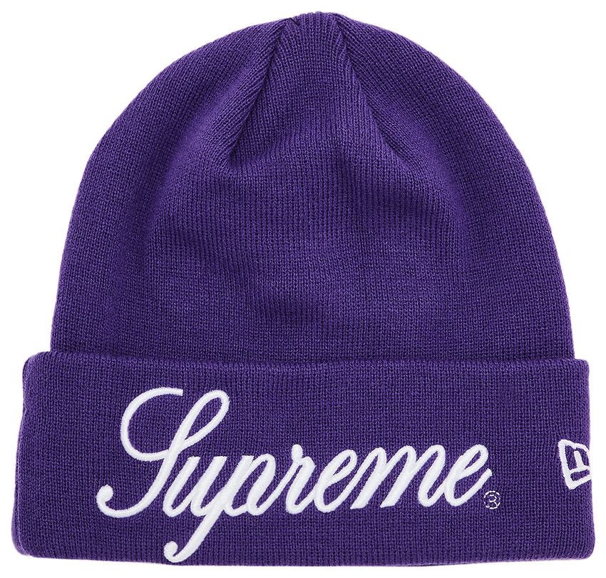 Supreme New Era Script Beanie Purple