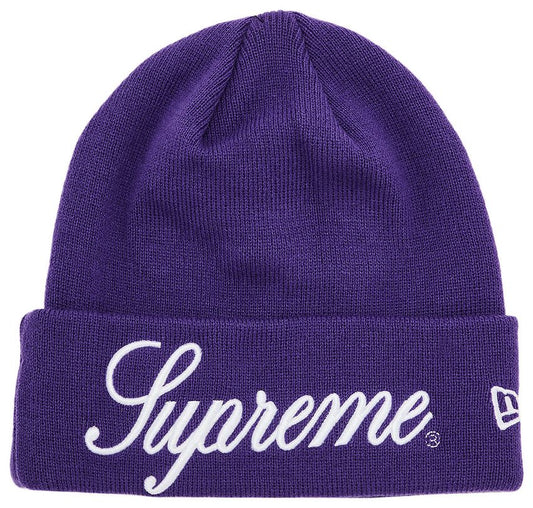 Supreme New Era Script Beanie Purple