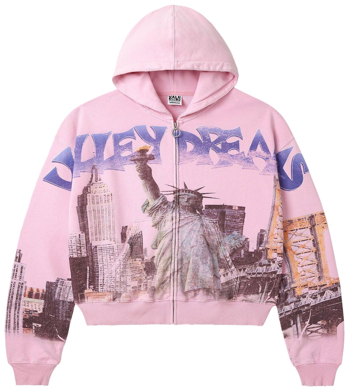 VALE Forever New York City Zip Up Hoodie Pink