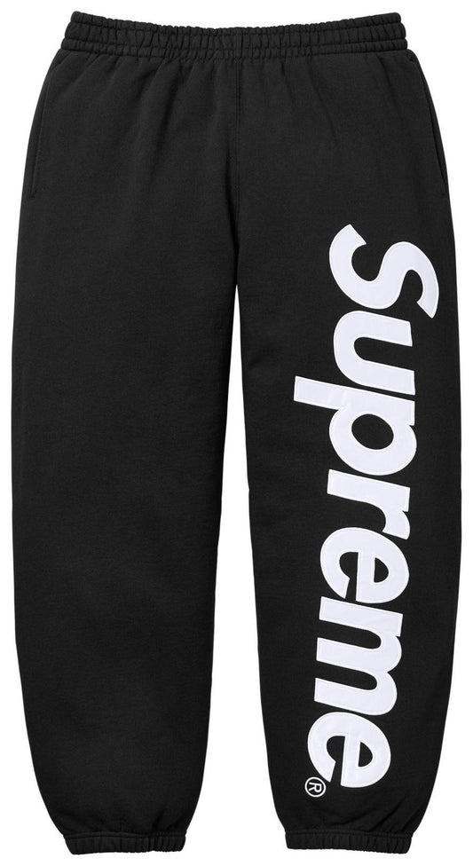 Supreme Satin Appliqué Sweatpants (FW25) Black