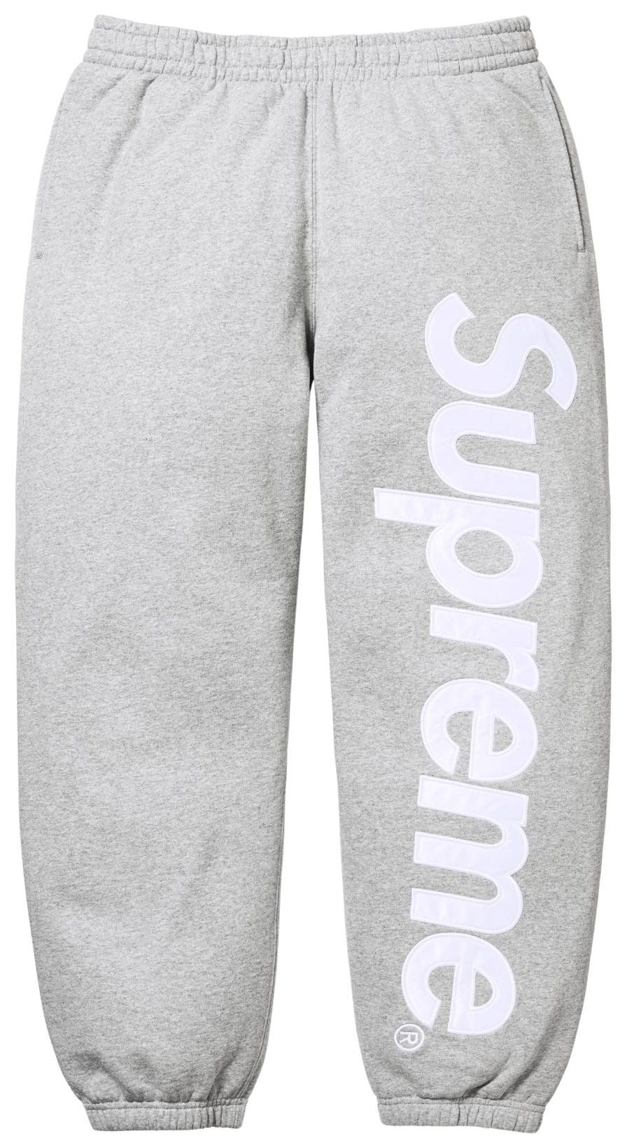 Supreme Satin Appliqué Sweatpants (FW25) Grey