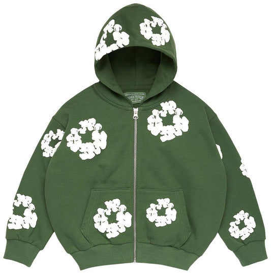 Denim Tears Cotton Wreath Zip Hoodie Green