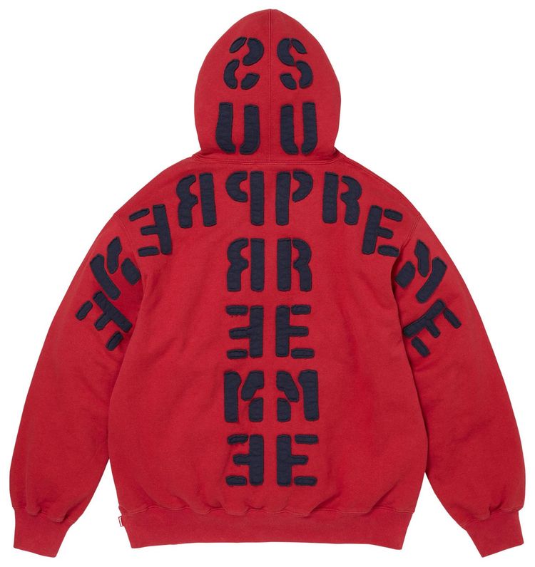 Supreme Mirrored Applique Hooded Sweatshirt Red