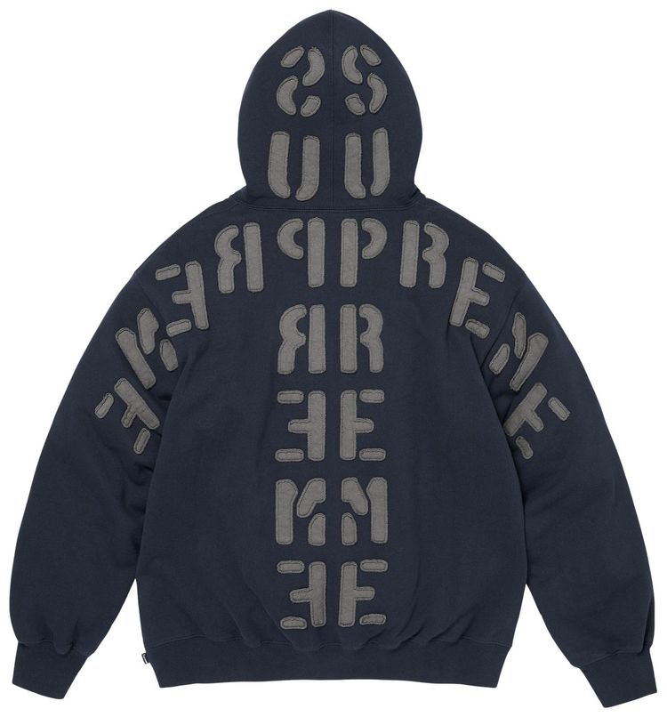 Supreme Mirrored Applique Hooded Sweatshirt Navy