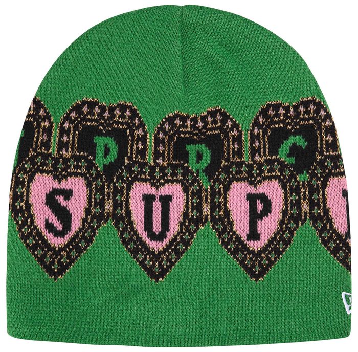 Supreme New Era Hearts Beanie Green