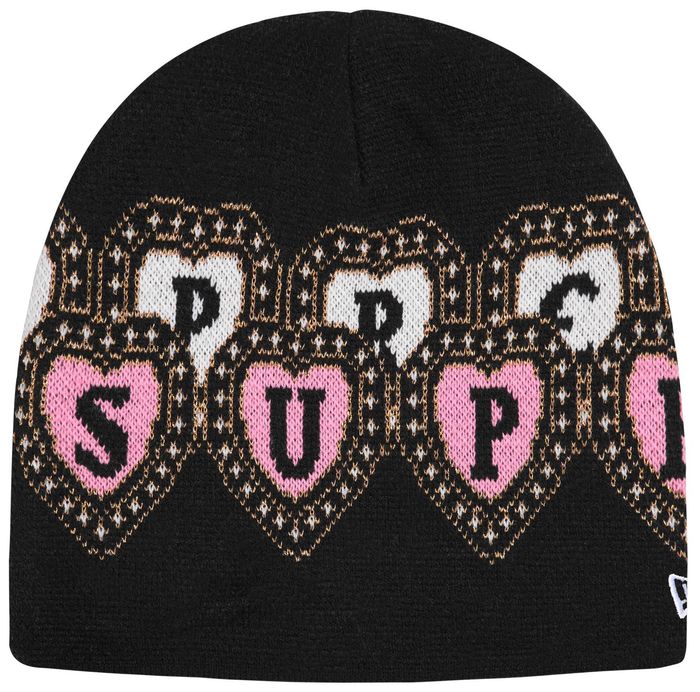 Supreme New Era Hearts Beanie Black