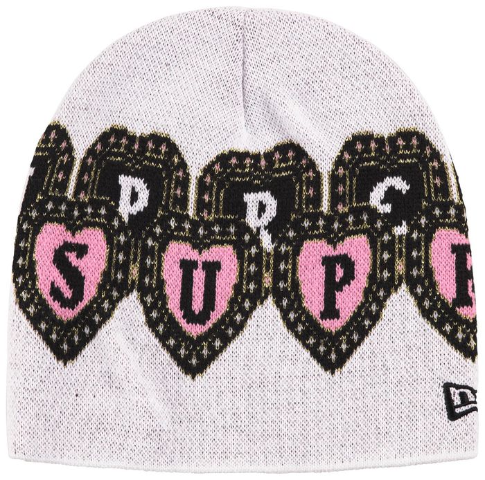 Supreme New Era Hearts Beanie White