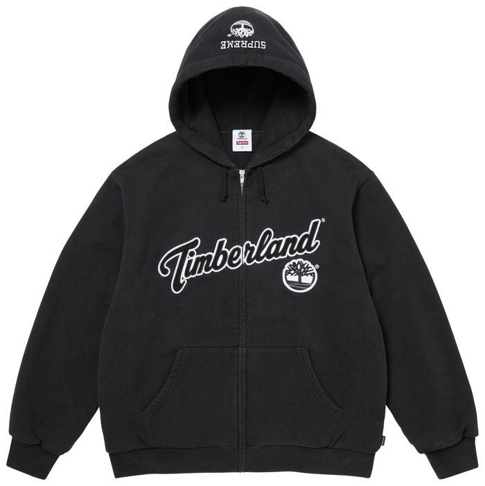 Supreme Timberland Thermal Lined Zip Up Hooded Sweatshirt Black