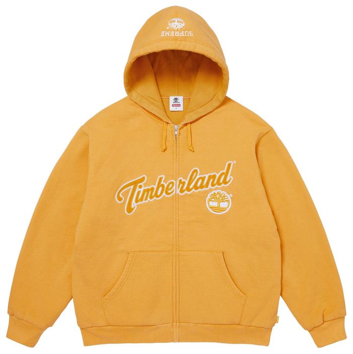 Supreme Timberland Thermal Lined Zip Up Hooded Sweatshirt Dusty Gold