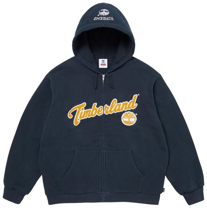 Supreme Timberland Thermal Lined Zip Up Hooded Sweatshirt Navy