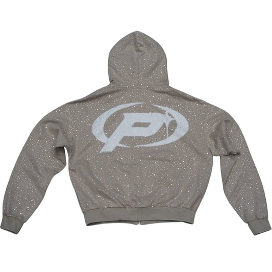 Prestige Co. Diamond Zip Up Hoodie Tan