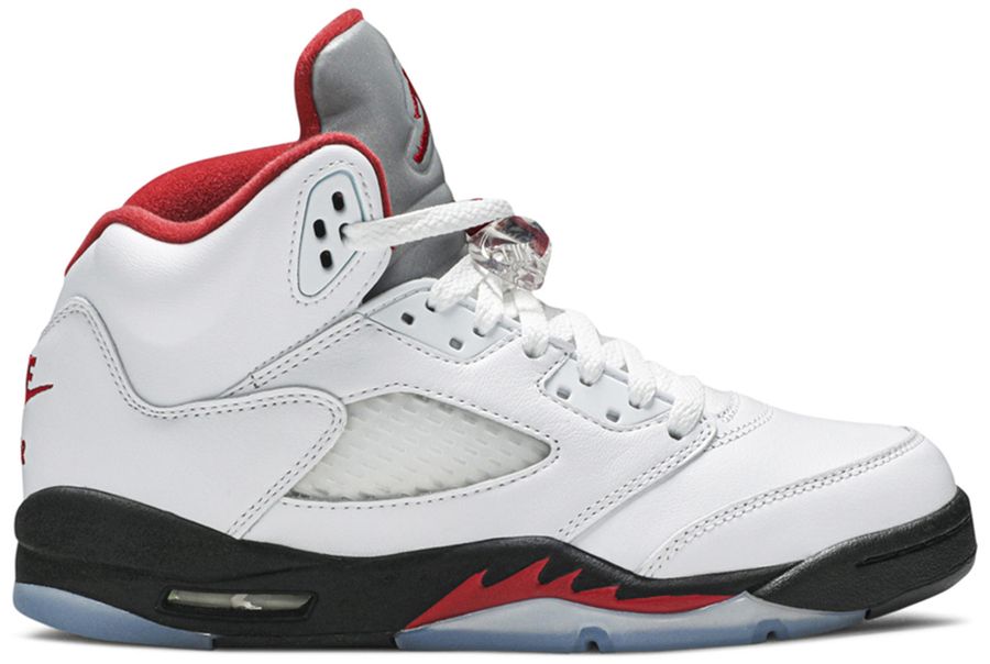 USED Jordan 5 Retro Fire Red Silver Tongue (2020) (GS)