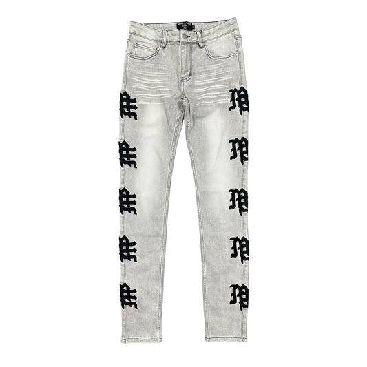 Mixed Emotion Monogram Denim Grey Wash