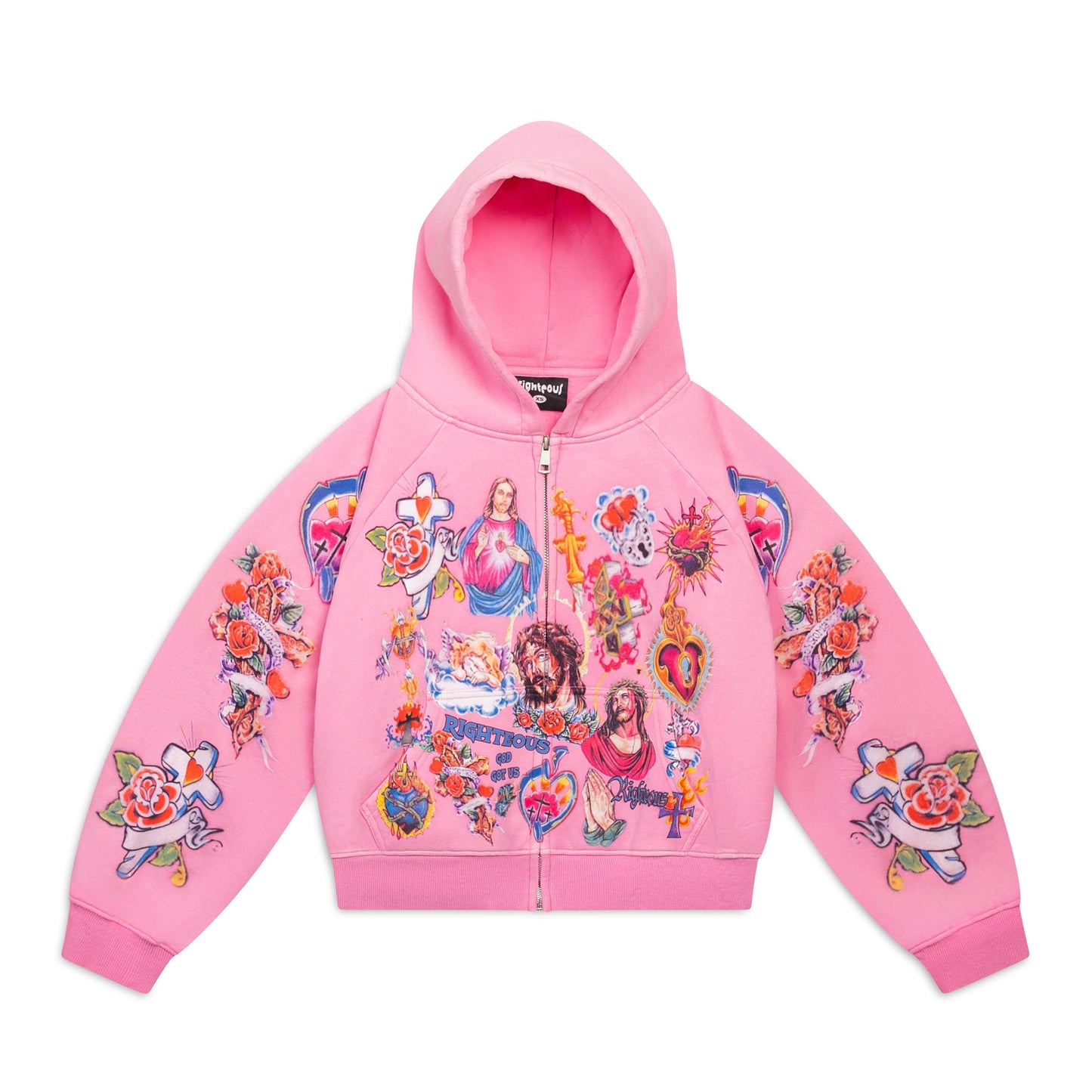 Righteous Risen King Zip Up Hoodie Pink
