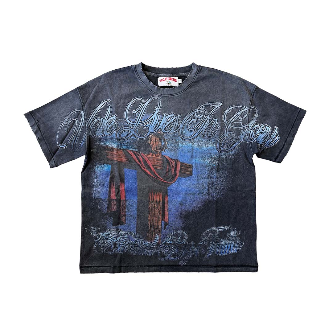 Vale Forever Lives in Glory Blessed by Faith Tee Black