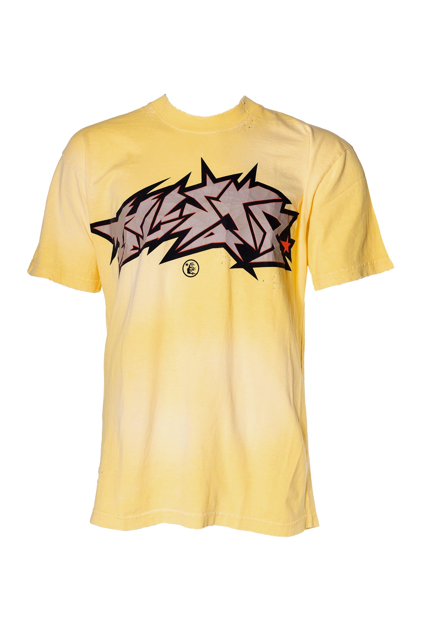 HELLSTAR Crack Print T-Shirt Yellow