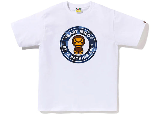 BAPE Navy Baby Milo Tee White